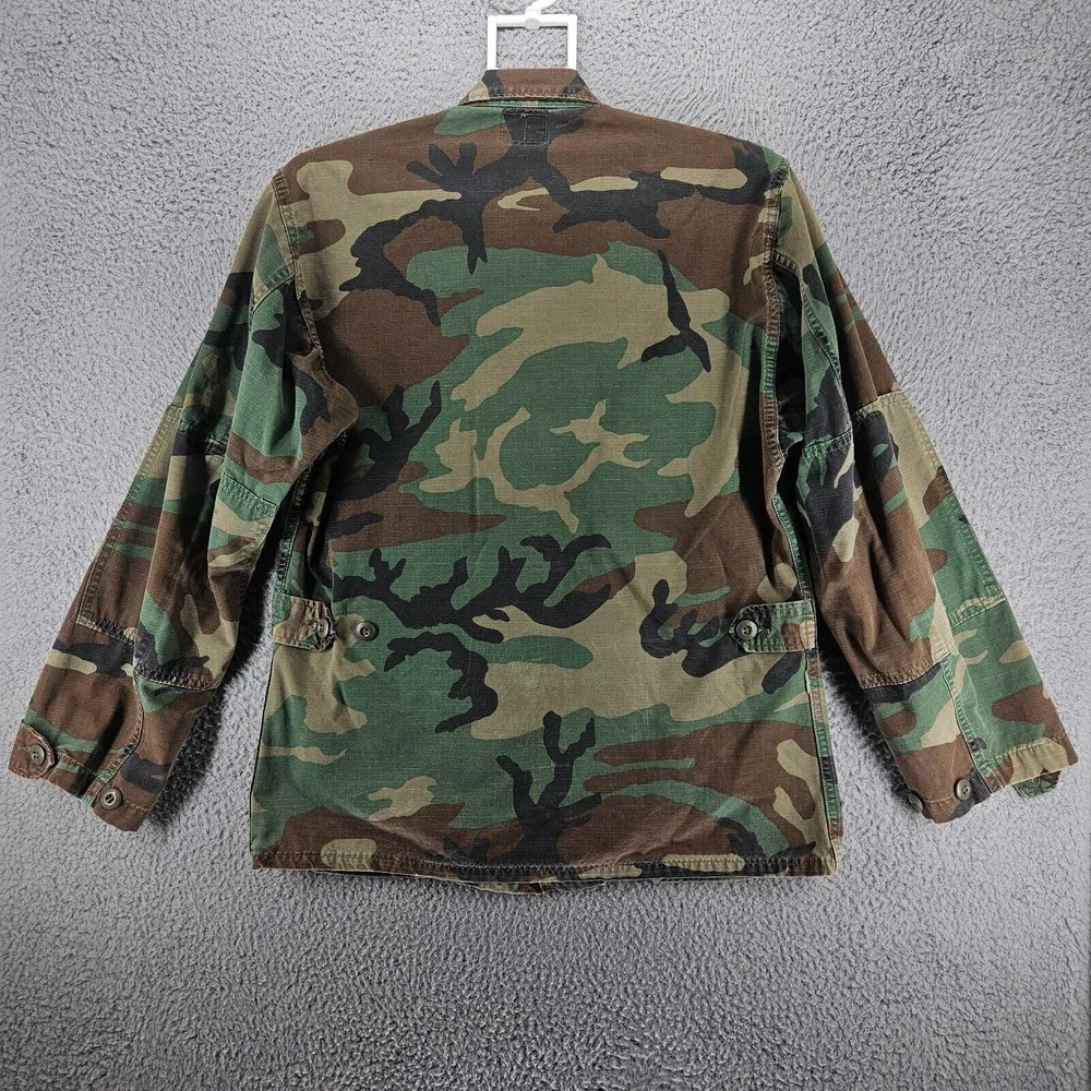 Army Shirt Men's Size Small Green Camo Woodland Combat Military Button Up‎ Sz S